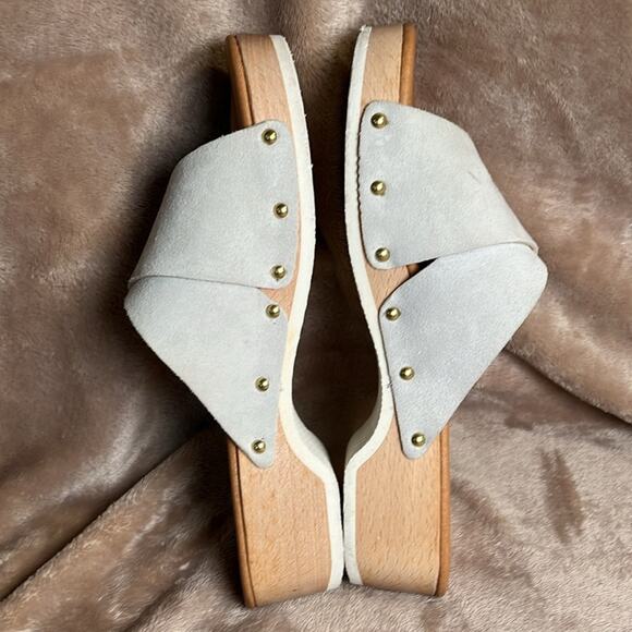 Women's Donna Tuscano Sandals Slip On Leather Taupe Sz 9 Platform Made in Italy! - Picture 5 of 8